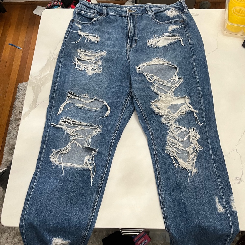 AE ripped mom jeans